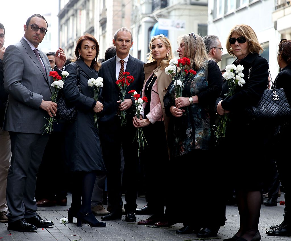 Dignitaries during a protest condemning terrorism in Istanbul, Turkey 