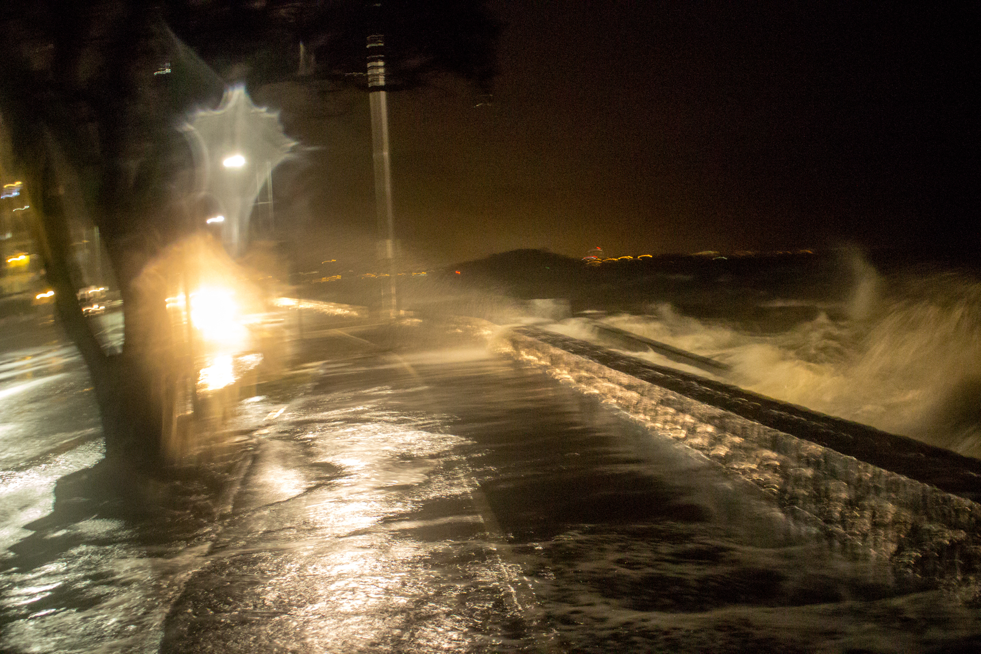 Fierce waves over Tamaki Drive, Auckland overnight (Matthew Davison) 