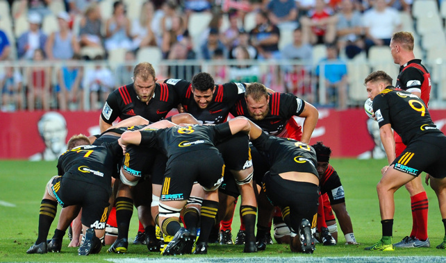 The crusader front row: (L-R) Owen Franks, Codie Taylor and Joe Moody (PHOTOSPORT)