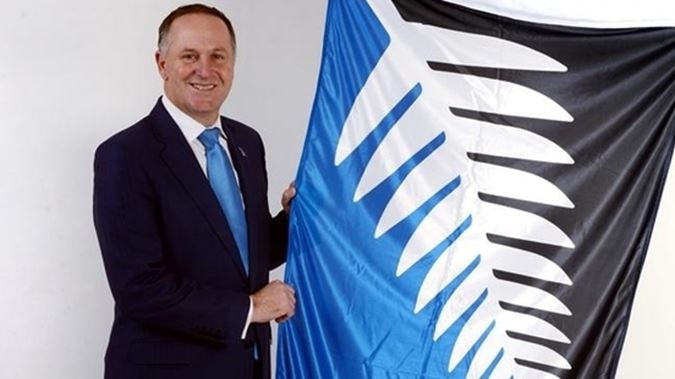 John Key with the alternative flag (supplied).