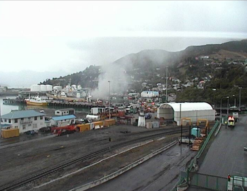 Webcam footage of the fire (Lyttleton Port website)