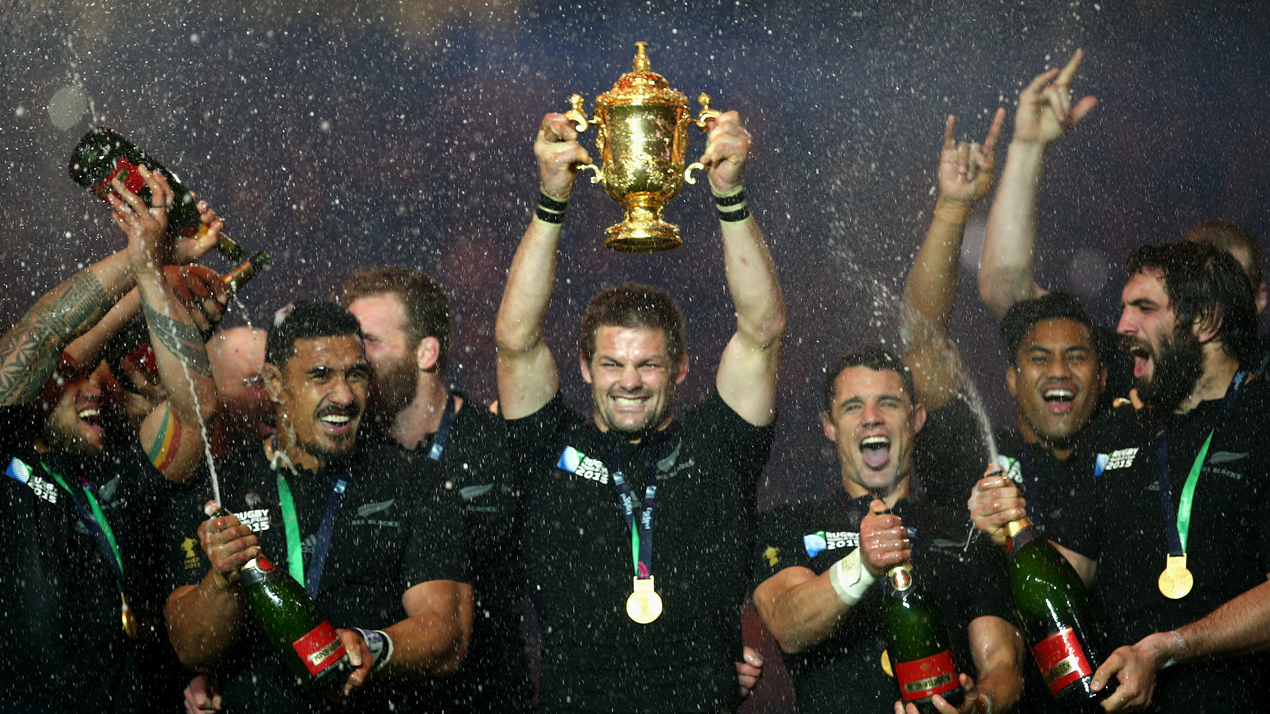 The All Blacks after winning the 2015 Rugby World Cup (Getty Images)