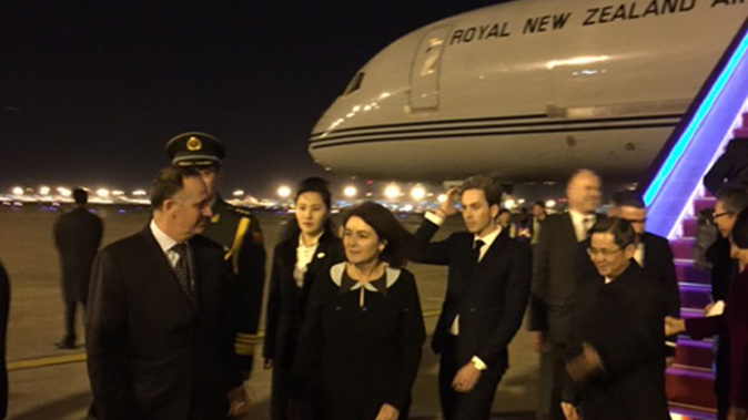 John Key and wife Bronagh arriving in China (photo / Barry Soper)