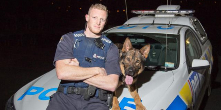 Police dog Gazza with his handler Constable Josh Robertson (Supplied).