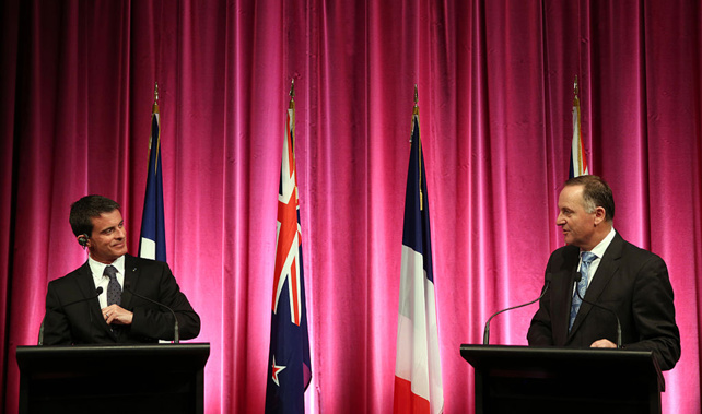 French Prime Minister Manuel Valls (L) with Prime Minister John Key (Getty Images) 