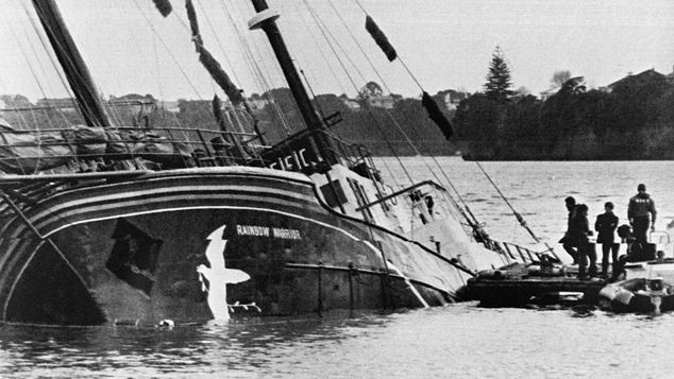 The Rainbow Warrior after it had been sunk (Getty Images)