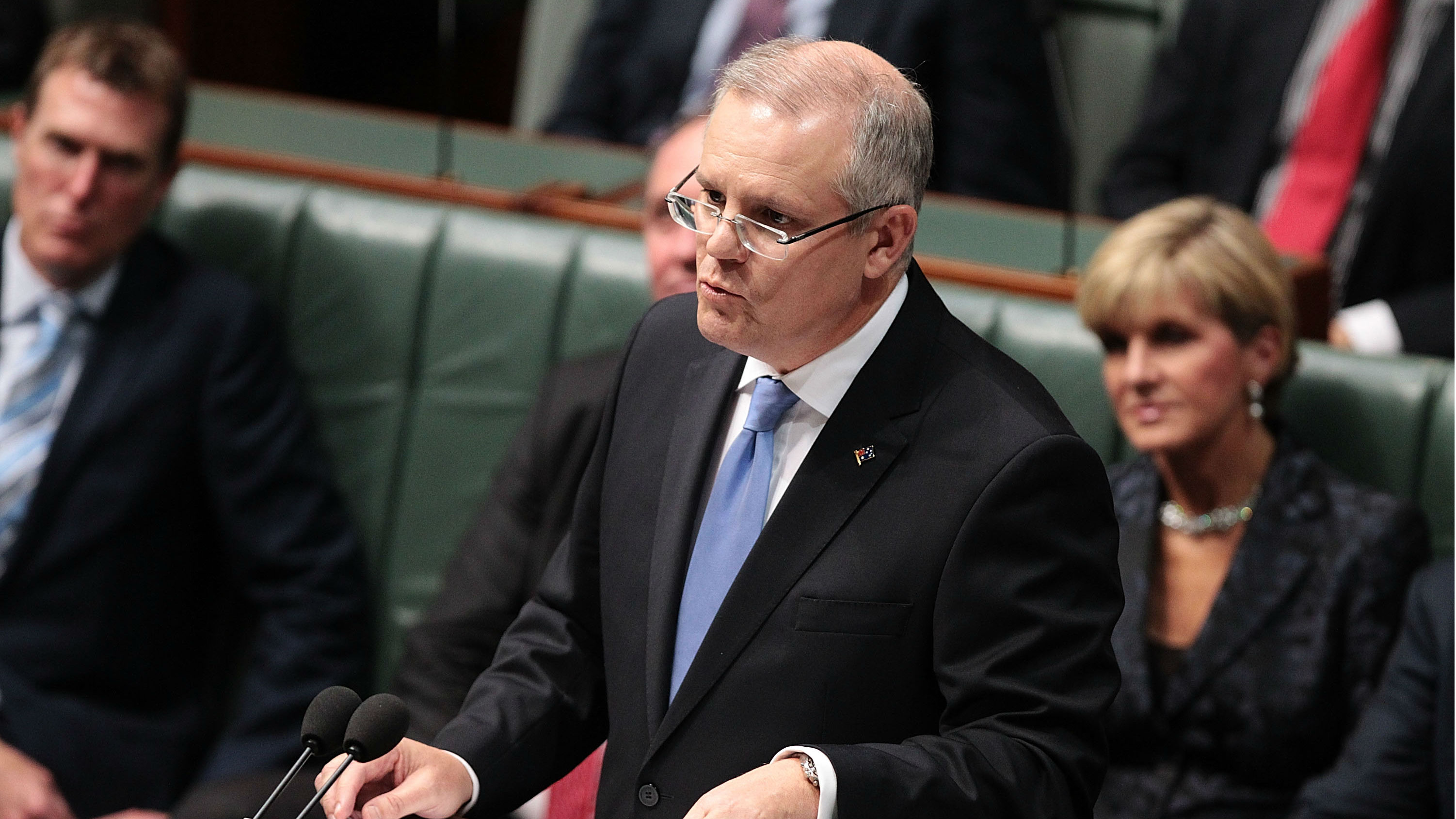 Treasurer Scott Morrison delivers his budget in the House of Representatives at Parliament  (Getty Images)