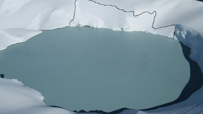 An aerial view of the crater lake on Mt Ruapehu. (NZ Herald)