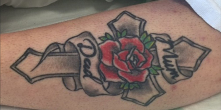 The tattoo of the woman found on a north Auckland roadside (Supplied).