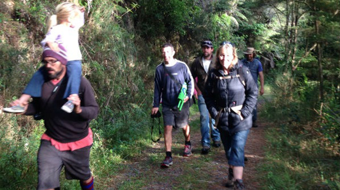 Protesters march up to a drilling site on Mount Karangahake (Photo / Annette Hilton)