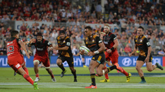 The return fixture between the Crusaders and Chiefs is just one of a number of tough games both teams face in the Super Rugby run home (Getty Images)