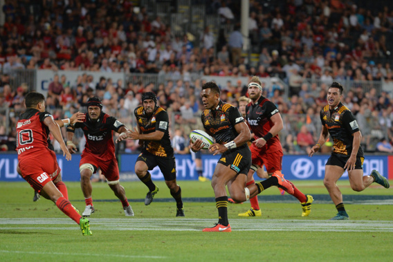The return fixture between the Crusaders and Chiefs is just one of a number of tough games both teams face in the Super Rugby run home (Getty Images)