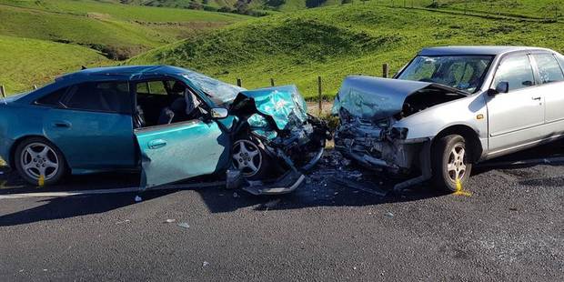 The vehicles collided just before 12.40pm today on State Highway 31, Tihiroa, north of Otorohanga. Photo / Supplied