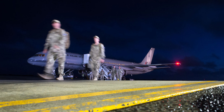 New Zealand Army personnel return to Ohakea Air Force Base tonight. Photo / Supplied