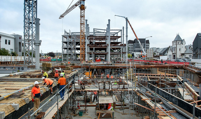 A construction site on Durham St, part of the Christchurch earthquake rebuild (Supplied)