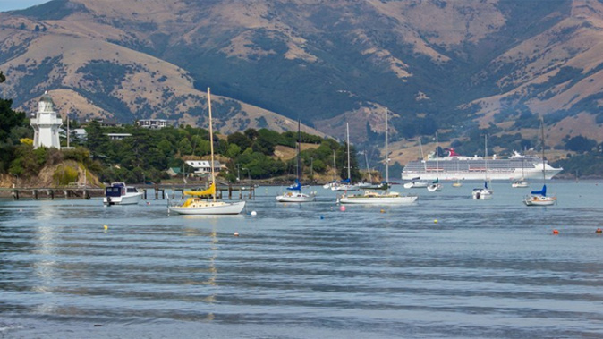 Cruise ship Carnival Spirit in Akaroa Harbour (Supplied)
