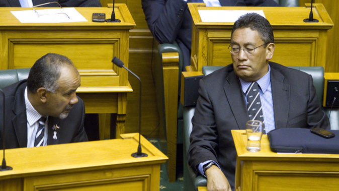 Maori Party leader Te Ururoa Flavell sitting next to Hone Harawira in Parliament (Newspix)
