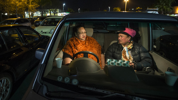Olivia Tausinga, left, and Sisifa Fukofuka at the Mangere town centre Park Up For Homes event (Newspix)