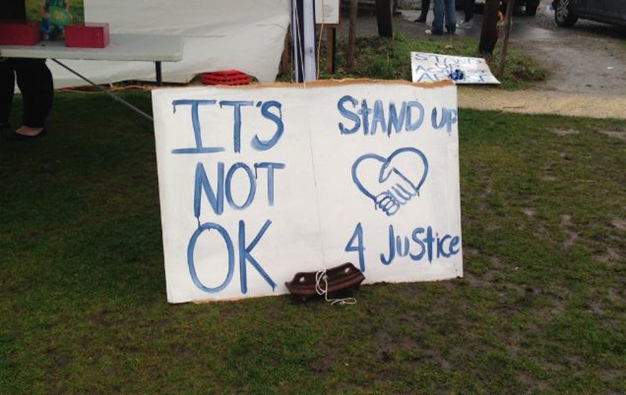 A sign of protest in Christchurch (Charlotte Lewis-West)