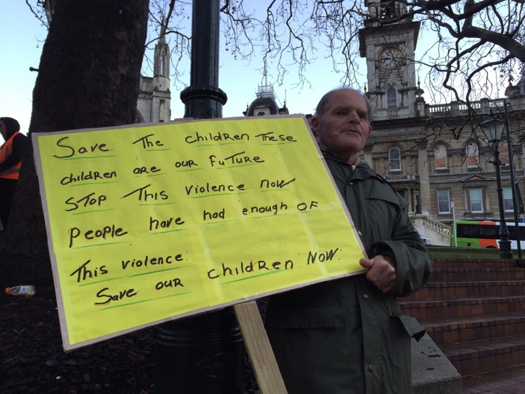 Demonstrator Dave Jameson in Dunedin (Matiu Workman)