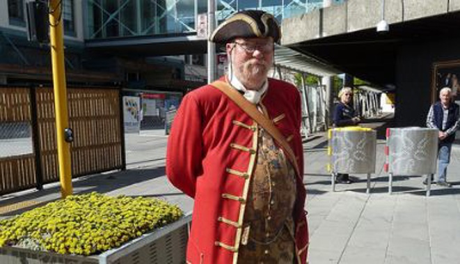 Retiring Christchurch town crier Stephen Symons (Flickr)