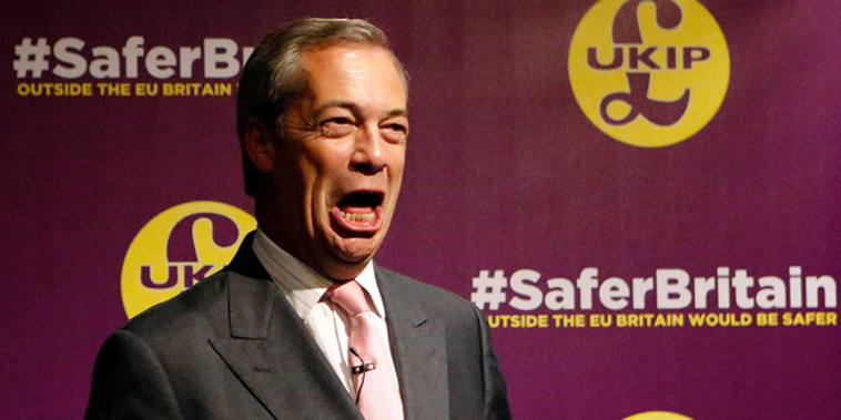 UKIP leader Nigel Farage said throughout the campaign the 350 million pounds Britain sends to the EU would instead be put into the NHS (Photo / NZ Herald)
