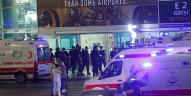Emergency services at the scene after the deadly attack on Ataturk Airport (Twitter)