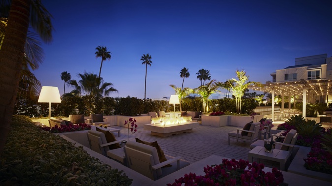 The terrace, complete with fire pit, at AKA Beverly Hills, suite accommodation. (Supplied)