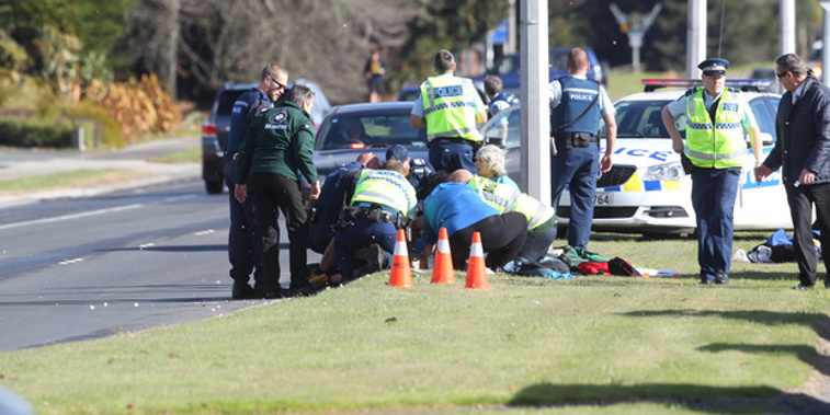 The scene of the Police shooting in Rotorua (Ben Fraser)