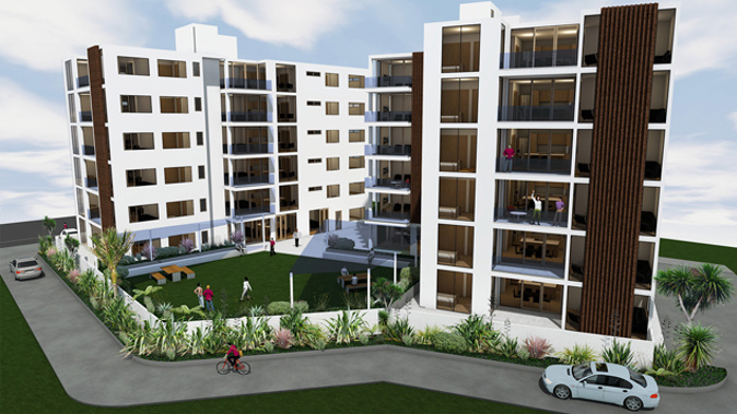 Impression of Delta Ave Apartments for first home buyers in New Lynn (Supplied).