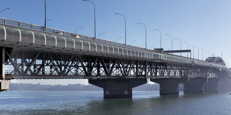 Computer generated image of the proposed Skypath cycleway and pedestrian footbridge to be built on the Auckland Harbour Bridge. Photo / Supplied
