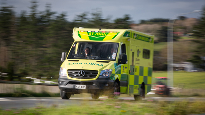 An ambulance is rushing to the scene of a three car crash outside Christchurch this morning (Supplied)