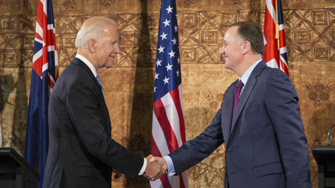 US Vice President Joe Biden shaking hands with PM John Key (Greg Bowker, Newspix)