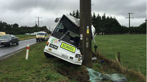 The school bus crash in Dannevirke. Photo / Central Districts Police 