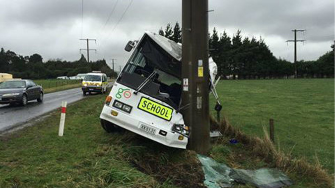The school bus crash in Dannevirke. Photo / Central Districts Police 