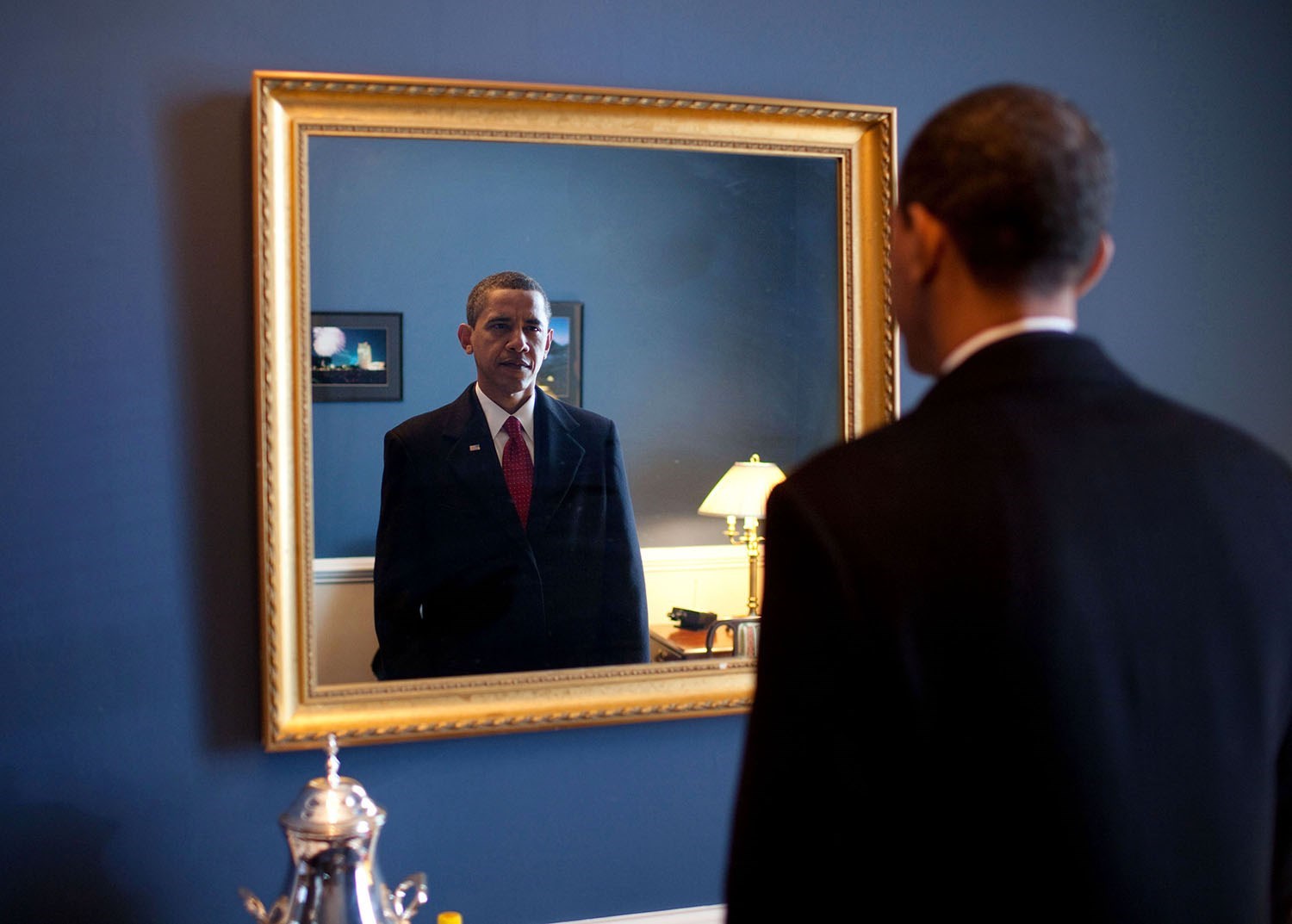 Jan. 20, 2009 “President-elect Barack Obama was about to walk out to take the oath of office. Backstage at the U.S. Capitol, he took one last look at his appearance in the mirror.”