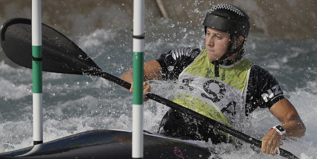Luuka Jones powered to a silver medal in the K1 slalom. Photo / NZ Herald.