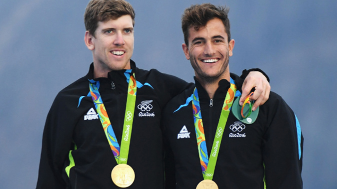 Peter Burling and Blair Tuke with their gold medals in Rio (Getty Images).