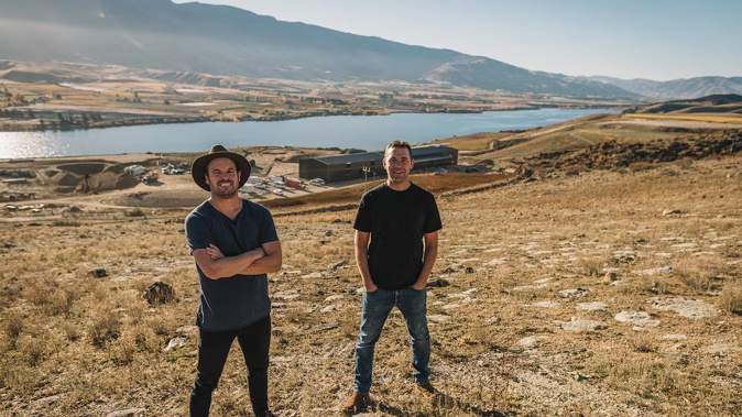 Scapegrace’s Mark Neal and Daniel McLaughlin outside their new Central Otago distillery. Photo / Supplied