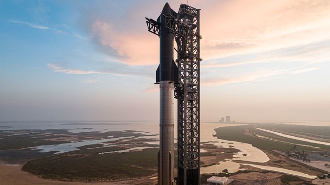The Starship rocket sits on the SpaceX Starbase in Boca Chica, Texas, on April 15, 2023. SpaceX