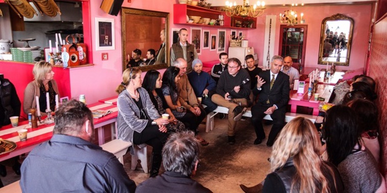 Hastings mayor Lawrence Yule fronted Havelock North's hospitality players at Pipi restaurant (Paul Taylor/ Hawke's Bay Today).