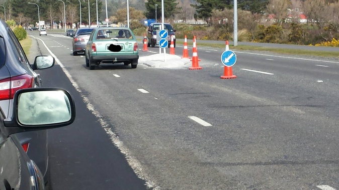 The island causing issues in Parkway Road (Supplied).