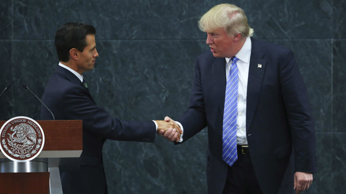 President of Mexico Enrique Pena Nieto greets US Republican presidential candidate Donald Trump (Photo / Getty)