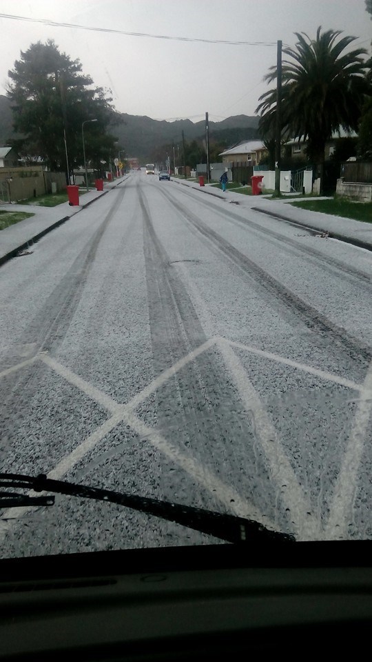 Roads covered in ice and snow - Parkway in Wainuiomata (Supplied) 