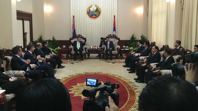 John Key meeting with Laos PM, Thongloun Sisoulith (Photo / Frances Cook)