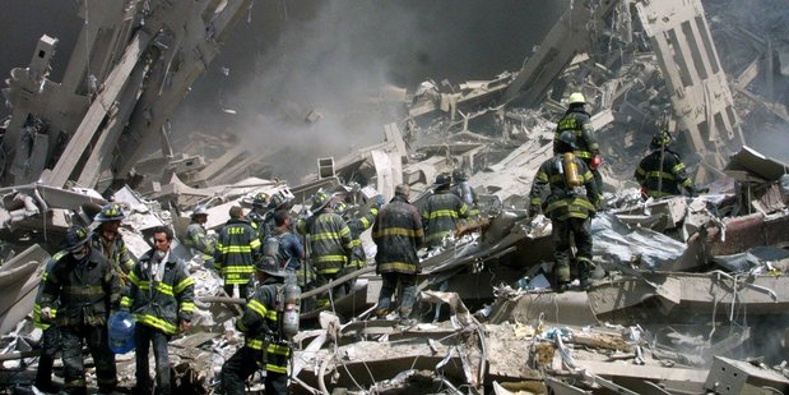 Firefighters in the rubble of the World Trade Center in New York on September 11, 2001. Photo / AP / NZ Herald