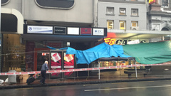 Scene of the cordon around the concerned area on Auckland's Queen Street (Moana Tapaleao).