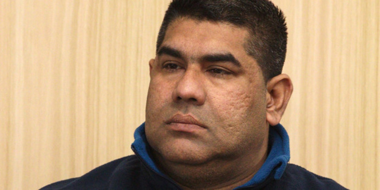 Faroz Ali on the first day of his trial on human trafficking charges at the High Court at Auckland. Photo / Pool.