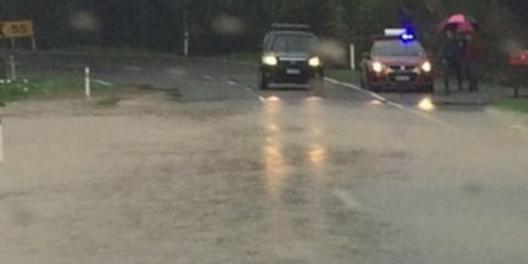 Flooding on Te Horo Rd on the Kapiti Coast yesterday (Supplied)