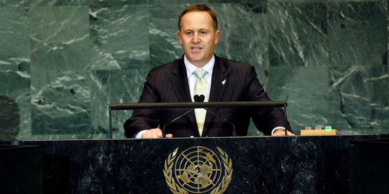 John Key addresses the general debate of the 64th session of the United Nations' General Assembly in 2009. Photo / AP / NZ Herald